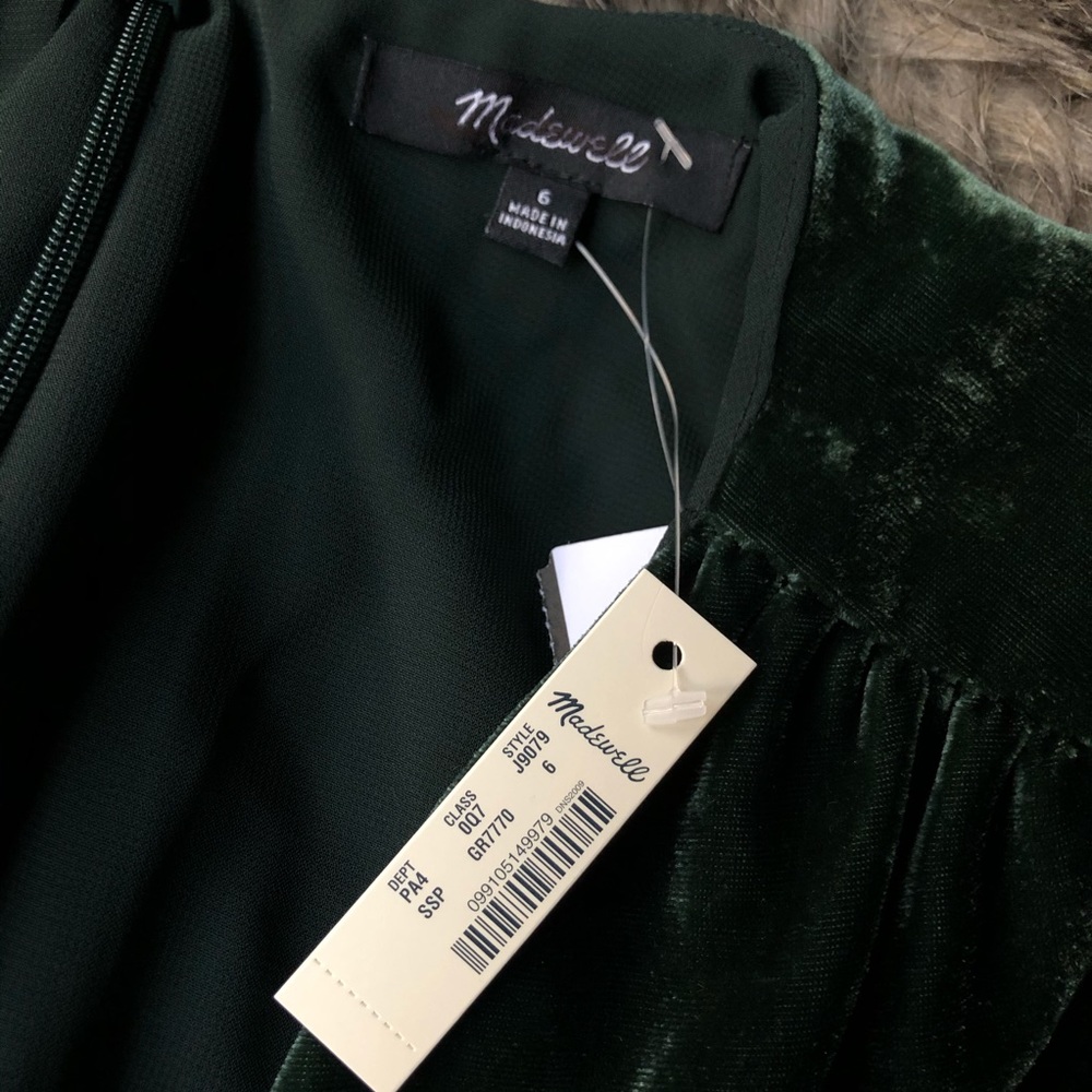 Madewell Velvet Mini Dress Spruce Green 4 6 8 NWT - Picture 5 of 6